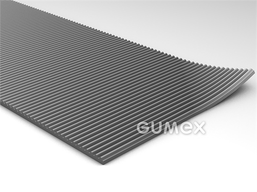 Dielektrický koberec RW2 A601, tloušťka 4,5mm, šíře 1000mm, 70°ShA, kategorie 50kV, NR-SBR, desén podélně rýhovaný, -20°C/+70°C, šedá